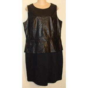 ALYX LIMITED BLACK FAUX LEATHER PEPLUM DRESS SIZE 16  A132